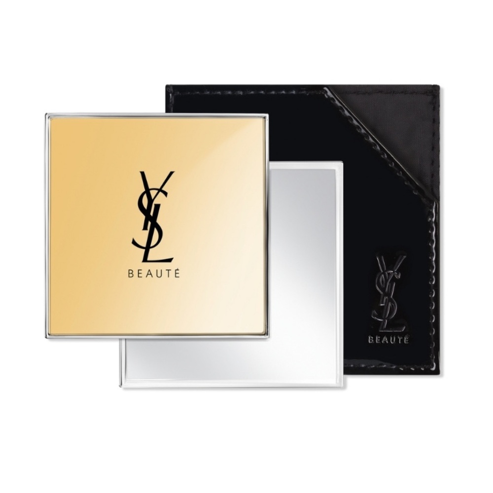 Yves Saint Laurent Rare Makeup Compact Mirror with Black Patent Leat…